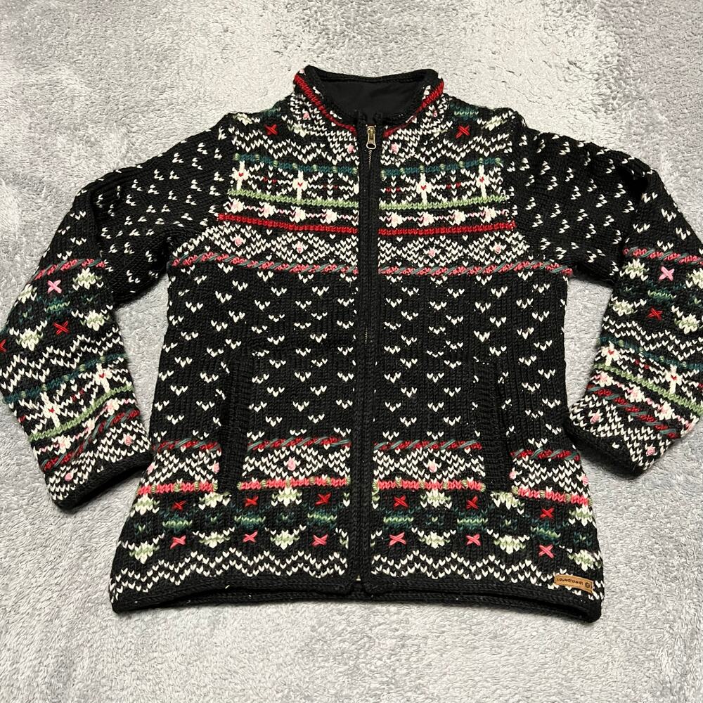 Laundromat Wool Sweater Womens Small Lined Full Zip Jacket Hand Made Fair Isle